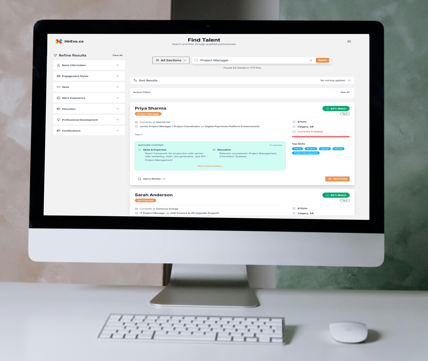 HirEvo Platform Dashboard Screenshot